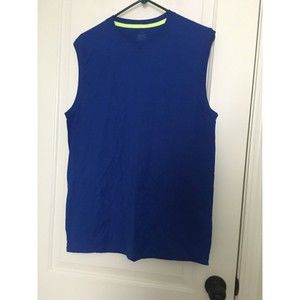 Men's Fruit Of The Loom Blue Sleeveless Shirt Size Medium T-Shirt